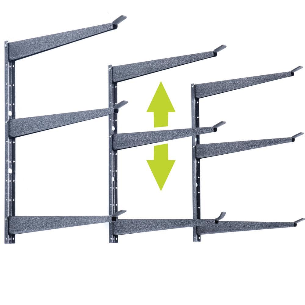 Delta 16 in. x 21 in. Heavy-Duty Wall Rack, Adjustable 3-Tier Wide Lumber Rack Holds 720 lbs. Steel Garage Wall Shelf Brackets