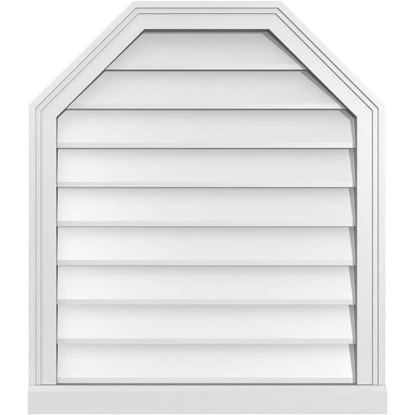 Ekena Millwork 26" x 30" Octagonal Top Surface Mount PVC Gable Vent: Non-Functional with Brickmould Sill Frame