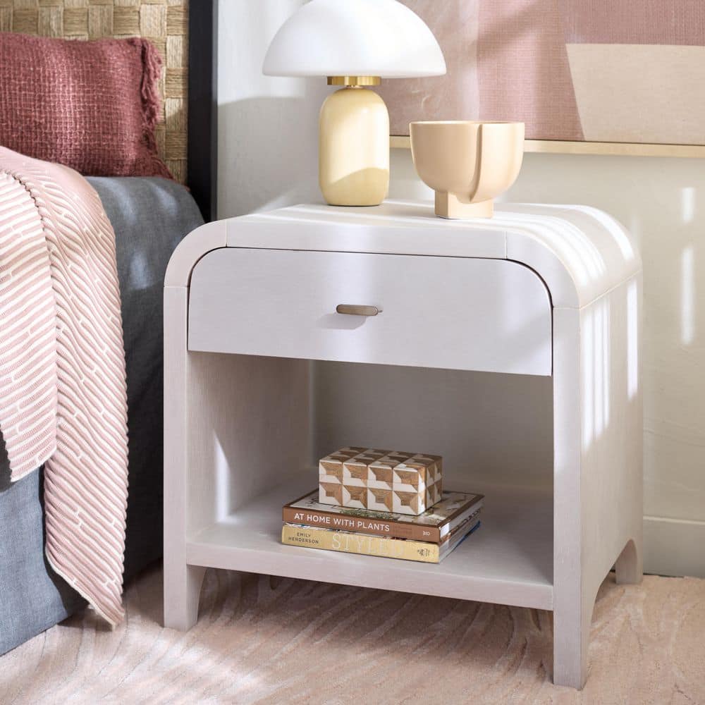 Birkin White Washed 1-Drawer Nightstand