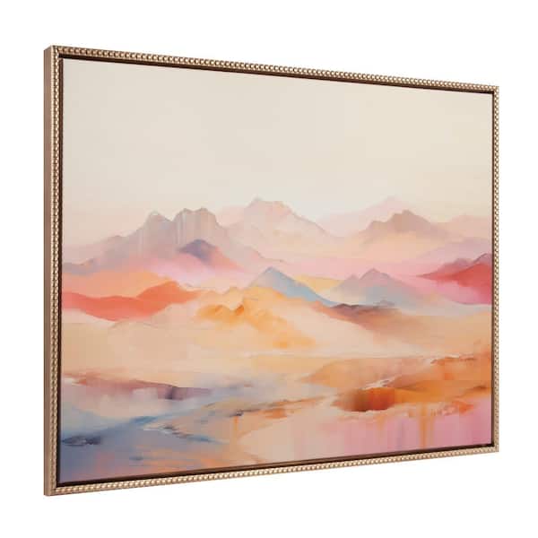 Kate and Laurel Pastel Mountain Landscape Framed Canvas Wall Art 1-Piece Gold Framed Canvas Art Print, 31.50 in. x 41.50 in.