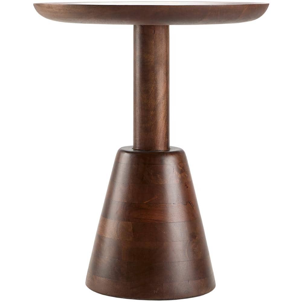 Neville Round Dark Brown Mango Wood End Table