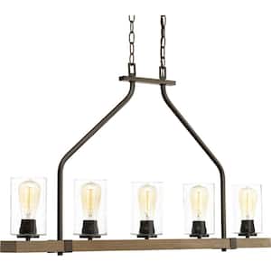 Barnes Mill Collection 5-Light Antique Bronze Chandelier with Shade