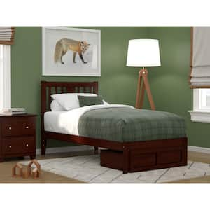 Tahoe Walnut Twin Solid Wood Storage Platform Bed with Foot Drawer and USB Turbo Charger