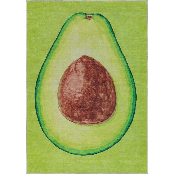 Apollo Avocado Modern Printed Green 5 ft. x 7 ft. Area Rug