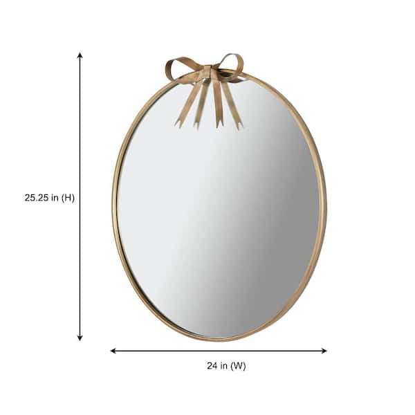 Medium Round Gold Bow Mirror (24 in.)