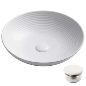 Viva 16-1/2 in. Round Porcelain Ceramic Vessel Sink with Pop-Up Drain in White