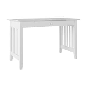 48 in. Rectangular White 1 Drawer Writing Desk with Solid Wood Material
