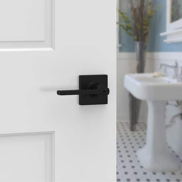 Casey Matte Black Bed/Bath Privacy Door Handle Featuring Microban with Lock