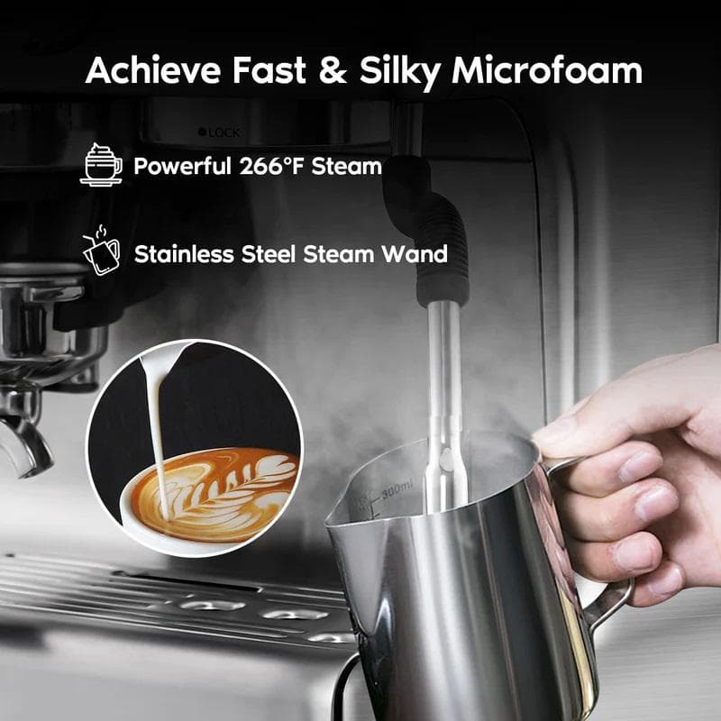 Casabrews Silver Stainless Steel Super Automatic Espresso Machine with Grinder