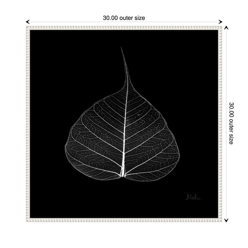 Minimalist Black and White Leaf Canvas with Beaded Frame