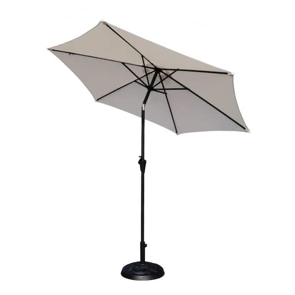 AUTMOON 9 ft. Patio Market Umbrella With Carry Bag and Base, Cream