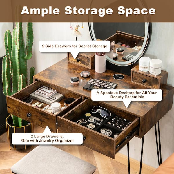 Dream Lifestyle Makeup Organizer, Bedroom Bathroom Countertop Organizer  with Drawers, Store All Your Makeup Skincare Perfume and Hair Products,  Multipurpose Make Up Organizer 