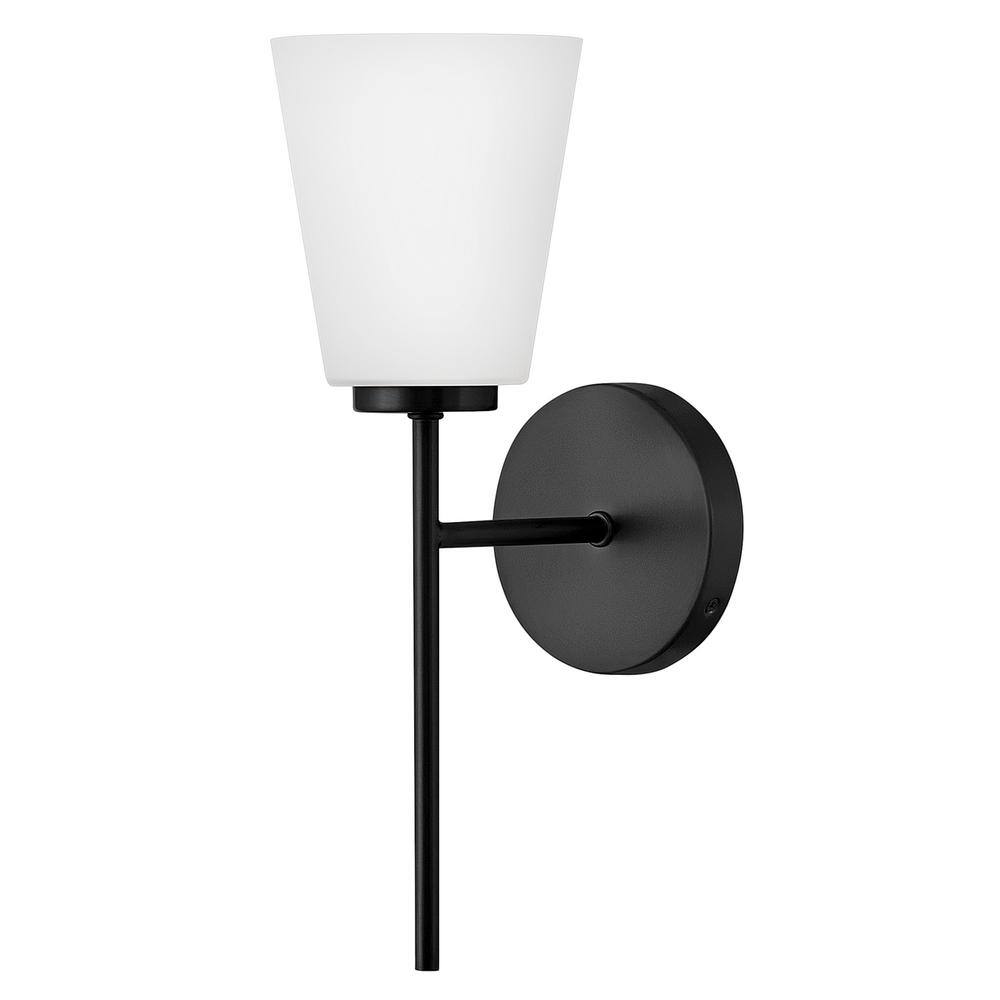 Black Etched Opal Glass Single Light Vanity Sconce