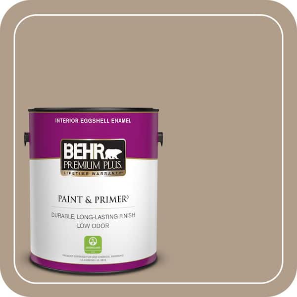 BEHR PREMIUM PLUS 1 gal. #BNC-14 Over the Taupe Eggshell Enamel Low Odor Interior Paint & Primer