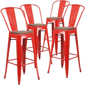 30.25 in. Red Bar Stool (4-Pack)