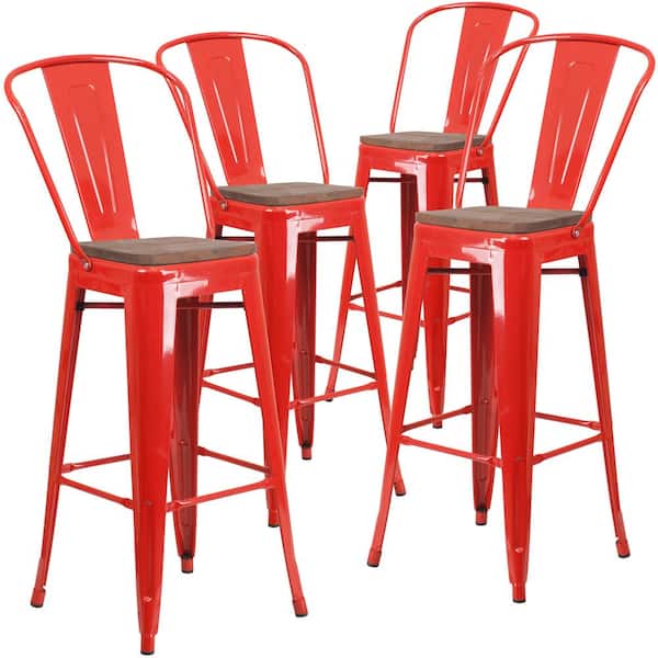 Carnegy Avenue 30.25 in. Red Bar Stool (4-Pack)