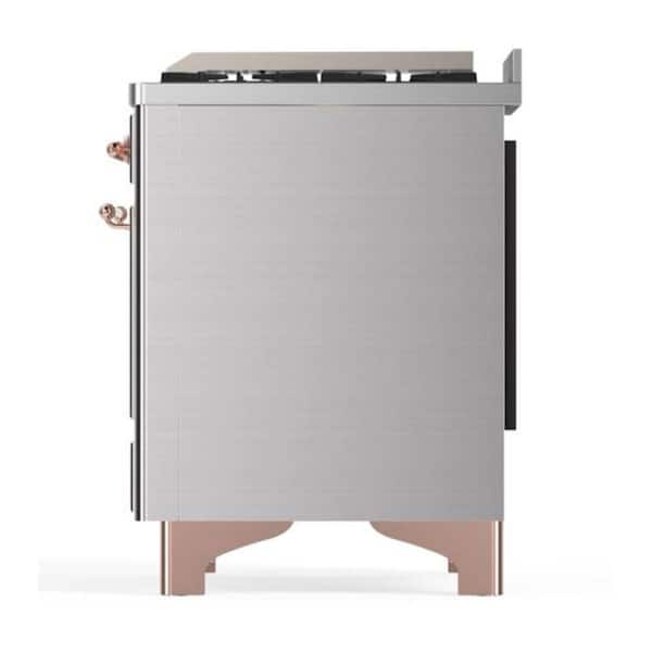 Majestic II 36 in. Single Oven Dual Fuel Range with 6 Sealed Burners, Glass Door, Copper Trim in Stainless Steel