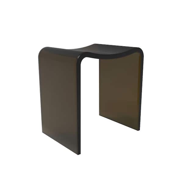 15.7 in. Stone Resin Solid Surface Shower Stool in Transparent Black