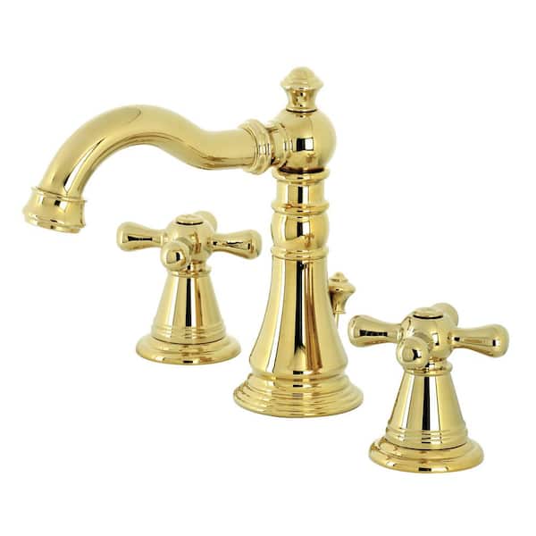 Kingston Brass American Classic 8 in. Widespread 2-Handle Bathroom Faucet in Polished Brass