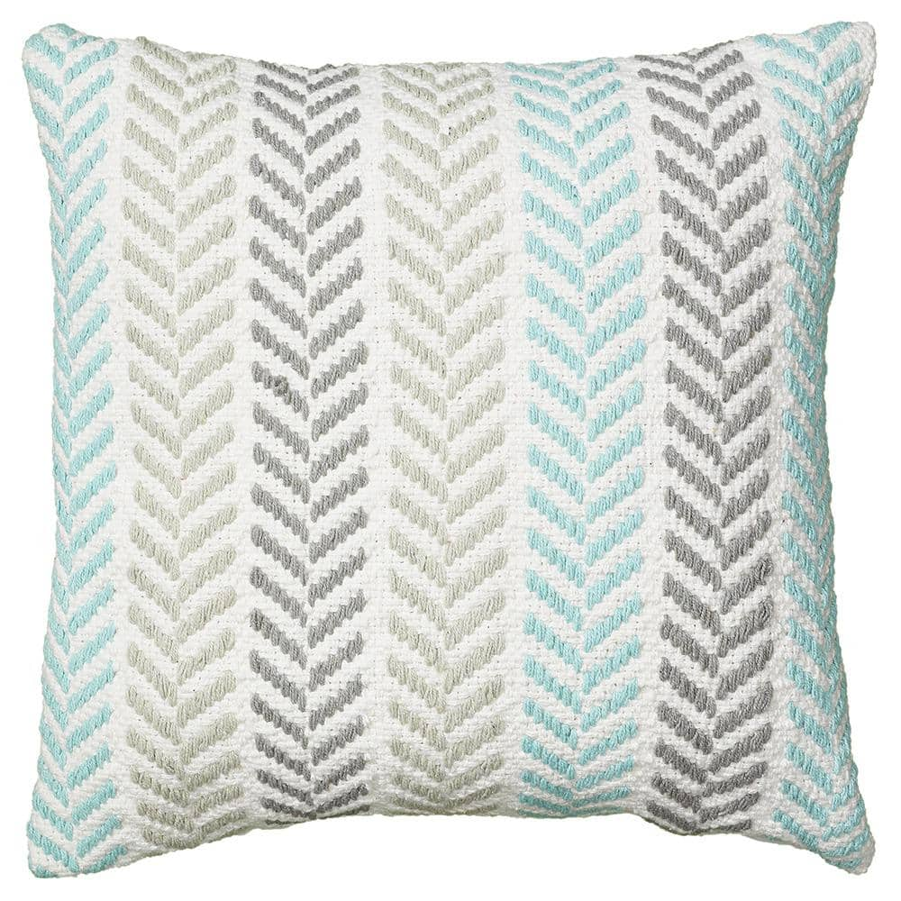  JASEN Blue and Beige Boho Decorative Throw Pillow