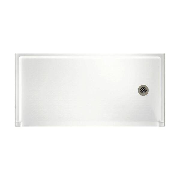 Swan 30 in. x 60 in. Solid Surface Single Threshold Right Drain Barrier Free Shower Pan in White