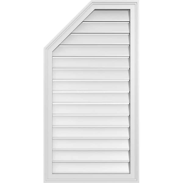 Ekena Millwork 22 in. x 42 in. Octagonal Surface Mount PVC Gable Vent: Functional with Brickmould Frame