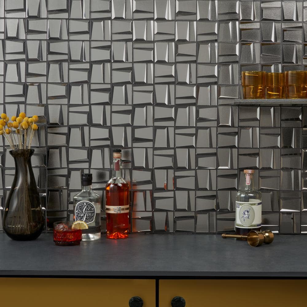Revell 11" x 12" Glass Grid Mosaic Wall Tile (0.88 Sq. Ft. / Each)