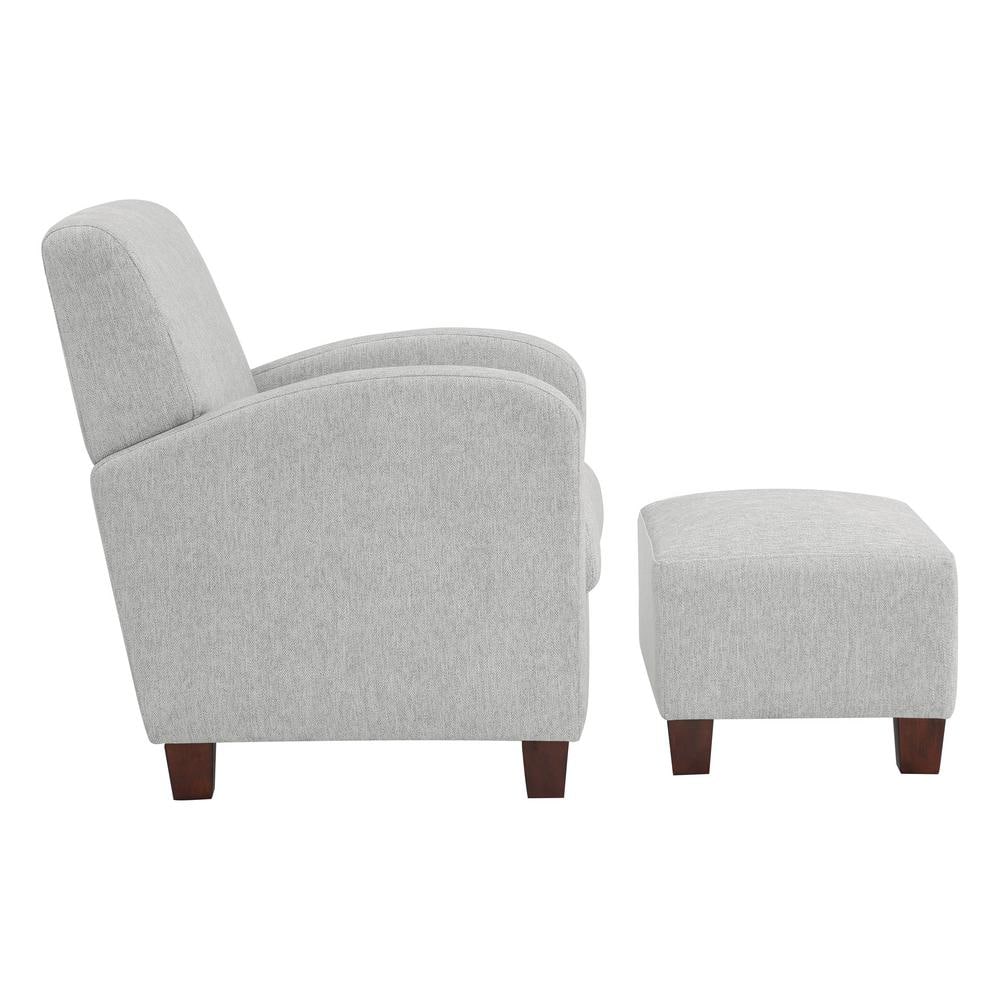 Herringbone Smoke Upholstered Club Chair and Ottoman Set