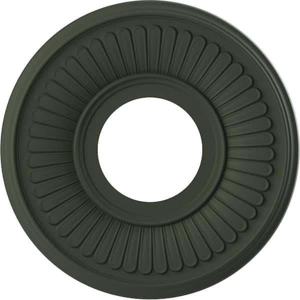 Ekena Millwork 10 in. O.D. x 3-1/2 in. I.D. x 3/4 in. P Berkshire Thermoformed PVC Ceiling Medallion, UltraCover Satin Hunt Club Green