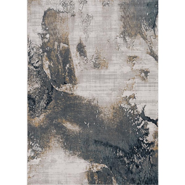 Kas Rugs Lara Expressions Grey 8 ft. x 11 ft. Abstract Area Rug