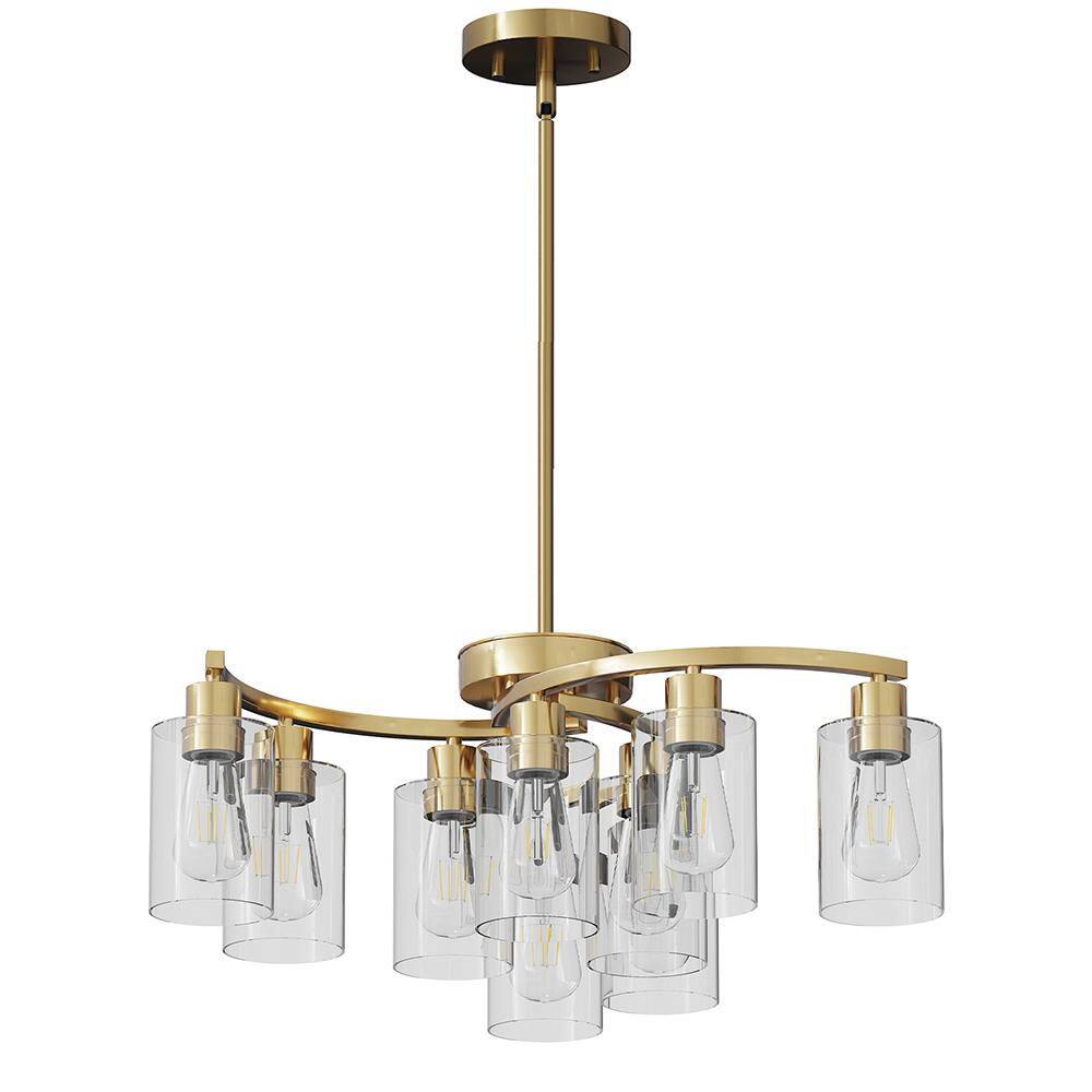 30 in. 9-Light Gold Modern Chandelier with Clear Glass Shades price history on PriceWatchPro