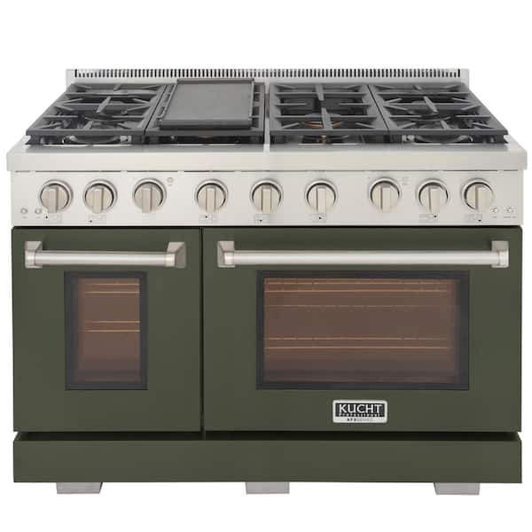 Wolf 48 in. 6.9 cu. ft. Double Oven Freestanding Gas Range with 4 Sealed  Burners & Griddle - Stainless Steel