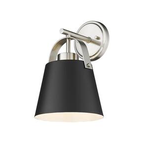 Vaughn 6 in. 1-Light Matte Black Wall Sconce Light with Glass Shade 735 ...