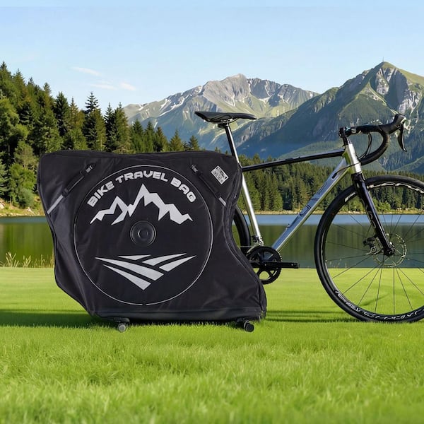 SKYSHALO Bike Travel Bag, Black Bicycle Case Wheelbase 37-42 in