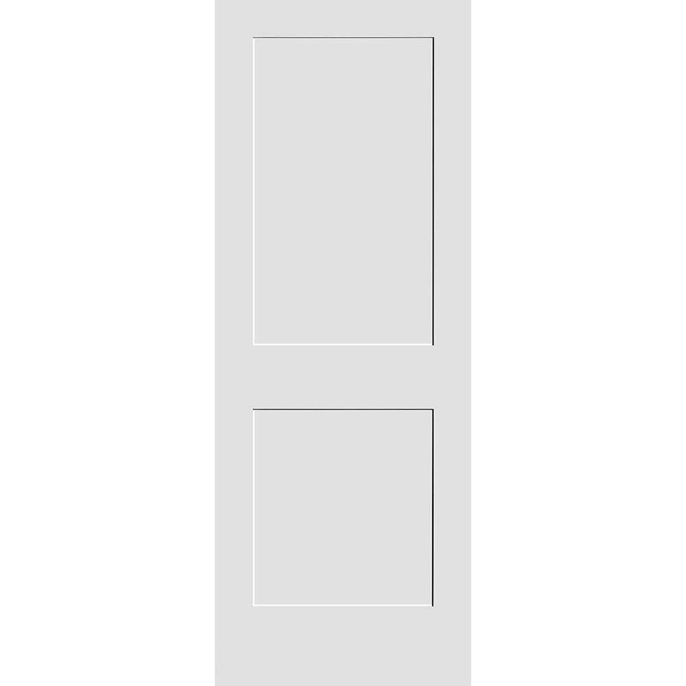 18 in. x 80 in. 2-Panel Wood Core White Primed Smooth MDF Interior Door Sla