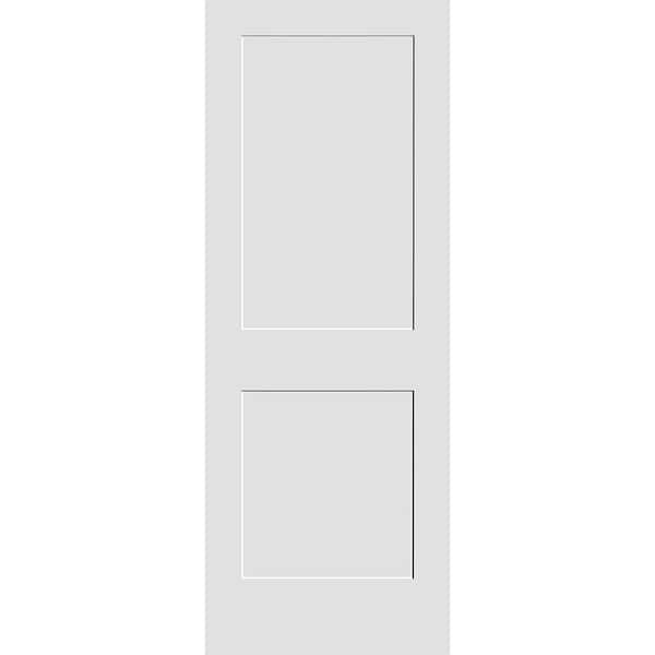 34 in. x 80 in. 2-Panel Wood Core White Primed Smooth MDF Interior Door Slab
