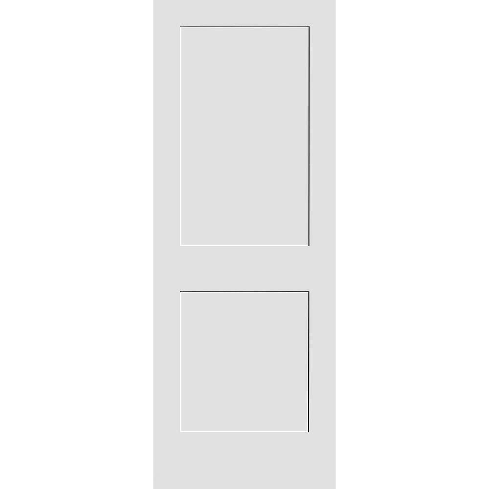 30 in. x 80 in. 2-Panel Wood Core White Primed Smooth MDF Interior Door Sla