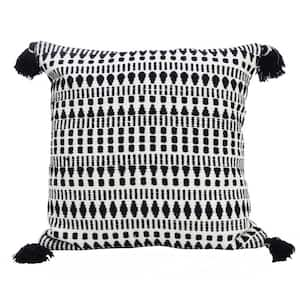 Black 22 in. x 22 in Large Throw Pillow for Couch with Tassels