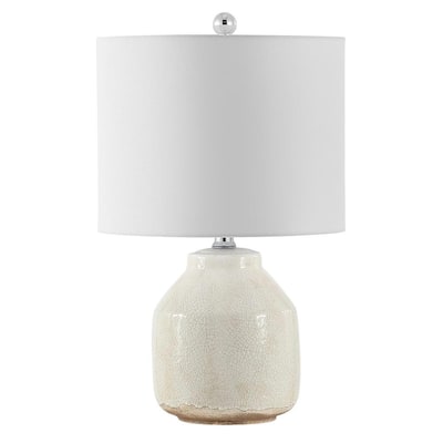Traken 21.5 in. Antique White Table Lamp with White Shade