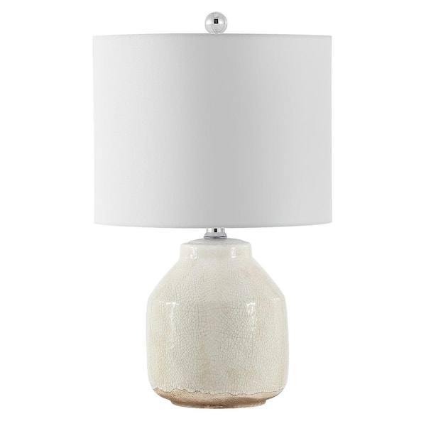SAFAVIEH Traken 21.5 in. Antique White Table Lamp with White Shade