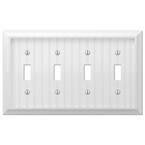 Cottage 4 Gang Toggle Composite Wall Plate - White