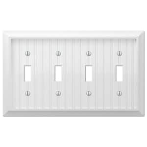 Cottage 4 Gang Toggle Composite Wall Plate - White
