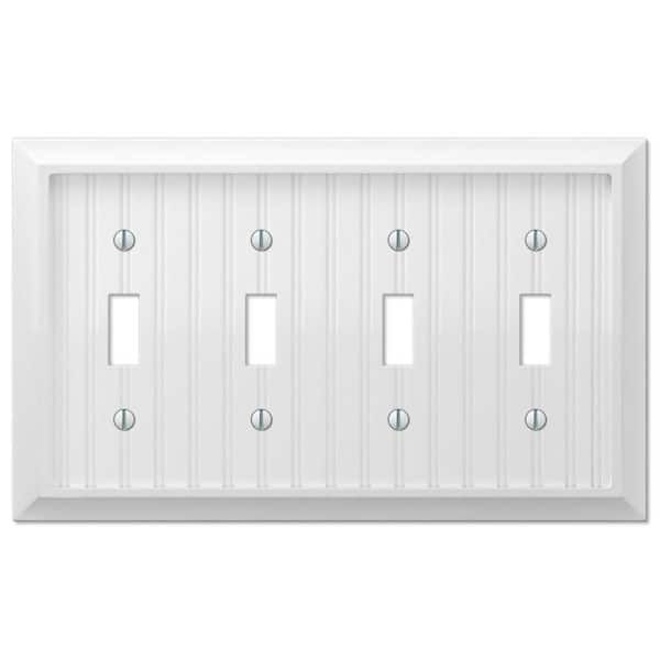 AMERELLE Cottage 4 Gang Toggle Composite Wall Plate - White
