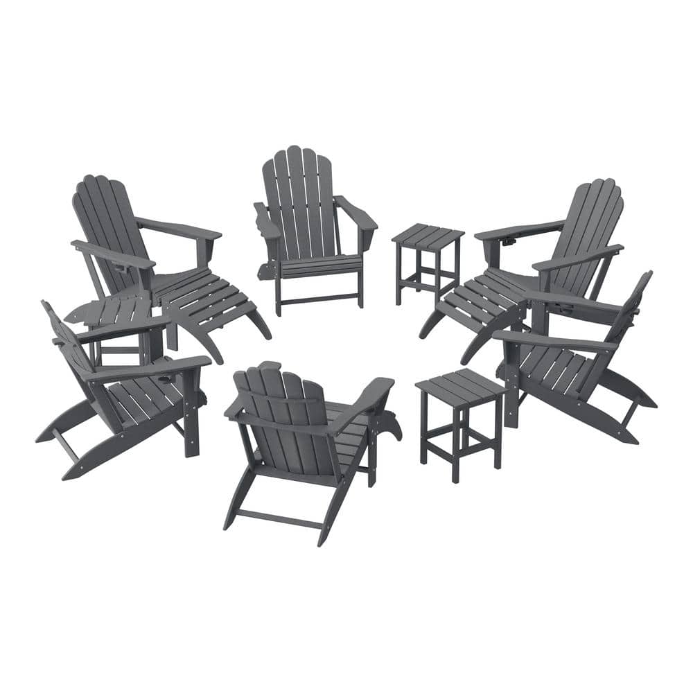 Aderson 12-Piece All Weather Fade Resistant Outdoor Patio Plastic Adirondack Chair Conversation Lounge Set in Gray price history on PriceWatchPro