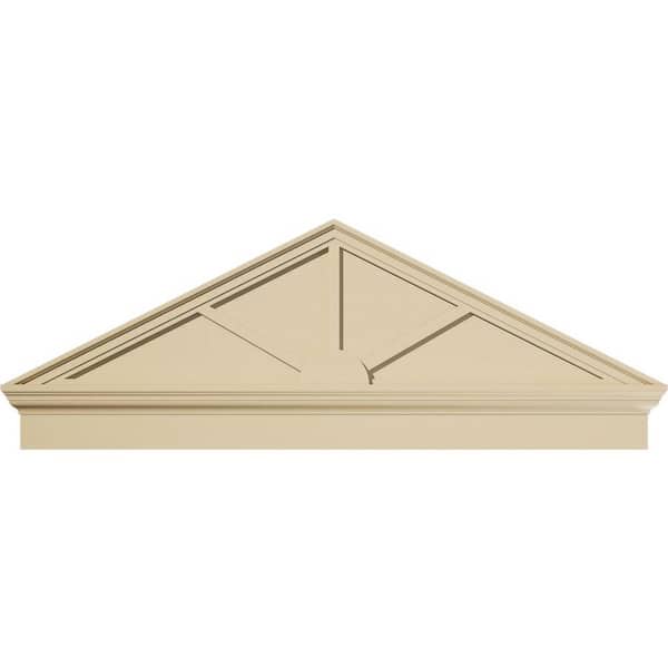 Ekena Millwork 58-in W x 21-3/8-in H x 2-3/4-in P (Pitch 6/12) Peaked Cap 3 Spoke Signature Urethane Combination Pediment, Primed Tan
