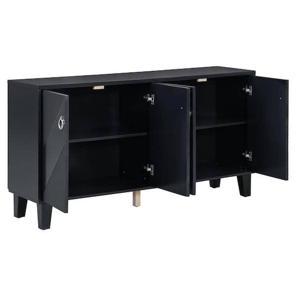 COWLOWN 60.2 in. W x 16.1 in. D x 32.2 in. H Bathroom Black Linen Cabinet