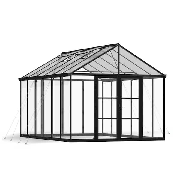 Aria 10 ft. x 15 ft. Black/Clear Garden Chalet Greenhouse Kit