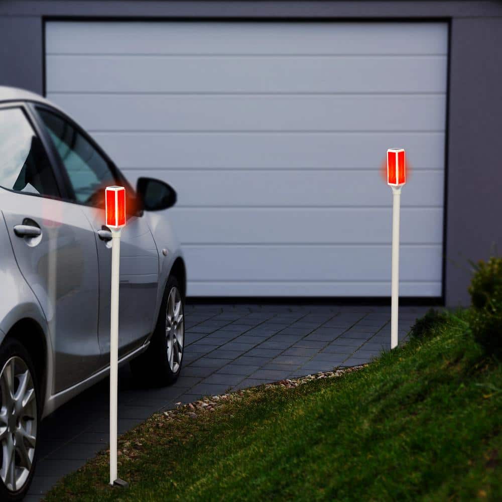 White and Red Solar LED Pathway Light Set of 2