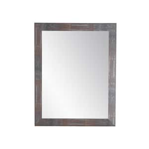 Medium Rectangle Dark Gray/Red/Brown/Silver Casual Mirror (36 in. H x 32 in. W)