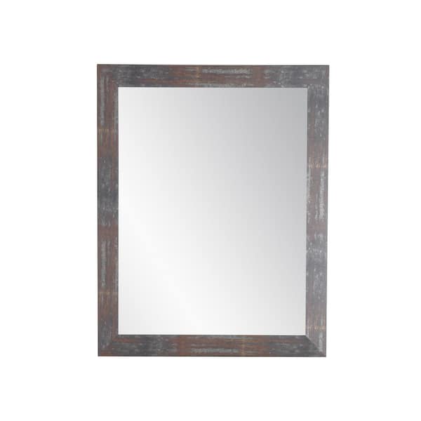 BrandtWorks Large Rectangle Dark Gray/Red/Brown/Silver Casual Mirror (41 in. H x 32 in. W)